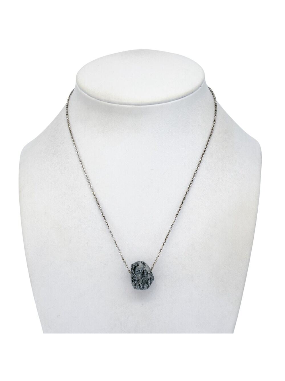 Vintage Sterling Silver 925 with Natural Stone Bead Necklace 15.5"